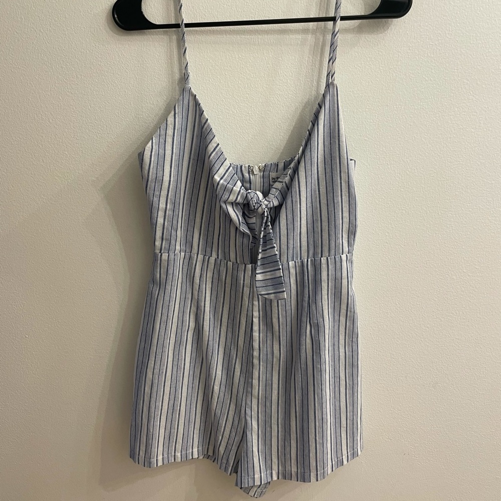 Revolve DEVYN TIE ROMPER IN BLUE STRIPE